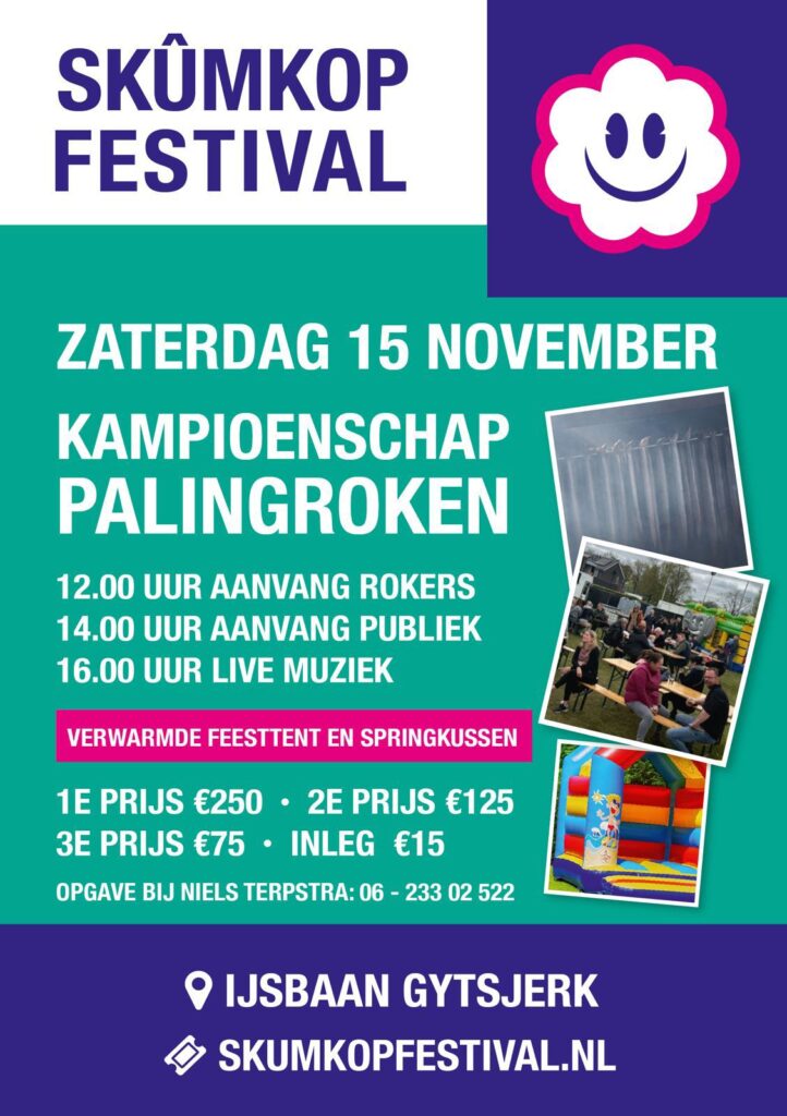 15 november paling roken en skûmkoppfestival op de ijsbaan in Gytsjerk